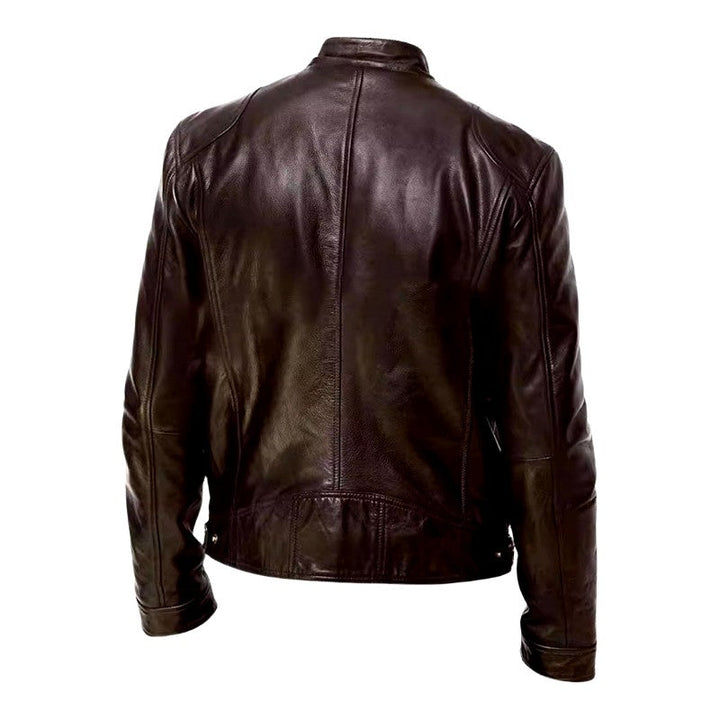 Men's Café Racer Leather Motorcycle Jacket