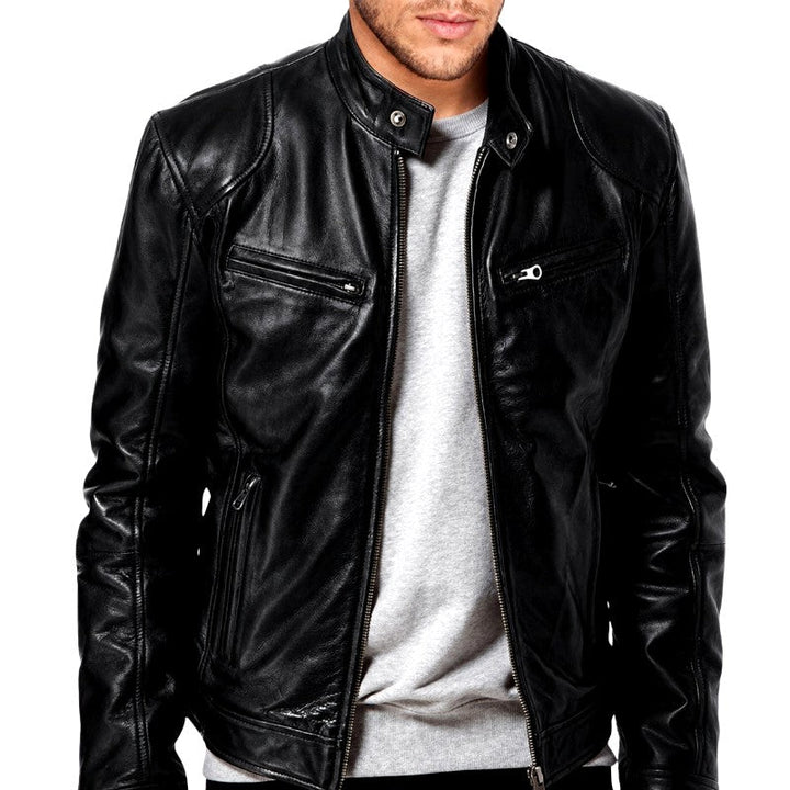 Men's Café Racer Leather Motorcycle Jacket