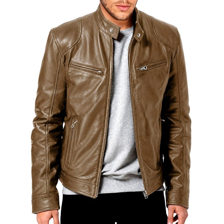 Men's Café Racer Leather Motorcycle Jacket