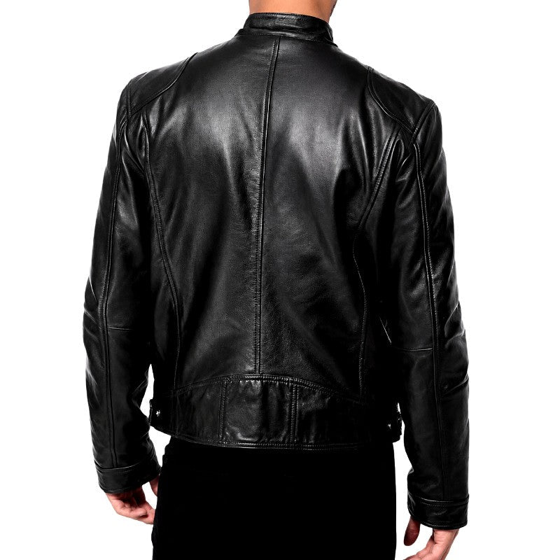 Men's Café Racer Leather Motorcycle Jacket