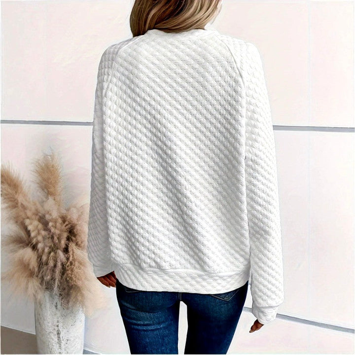 Women's Quilted Deep V-Neck Fitted Sweater