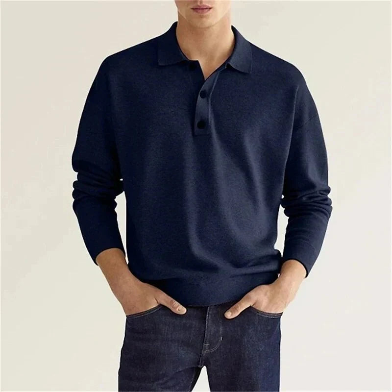 Men's Long Sleeve Casual Polo Shirt