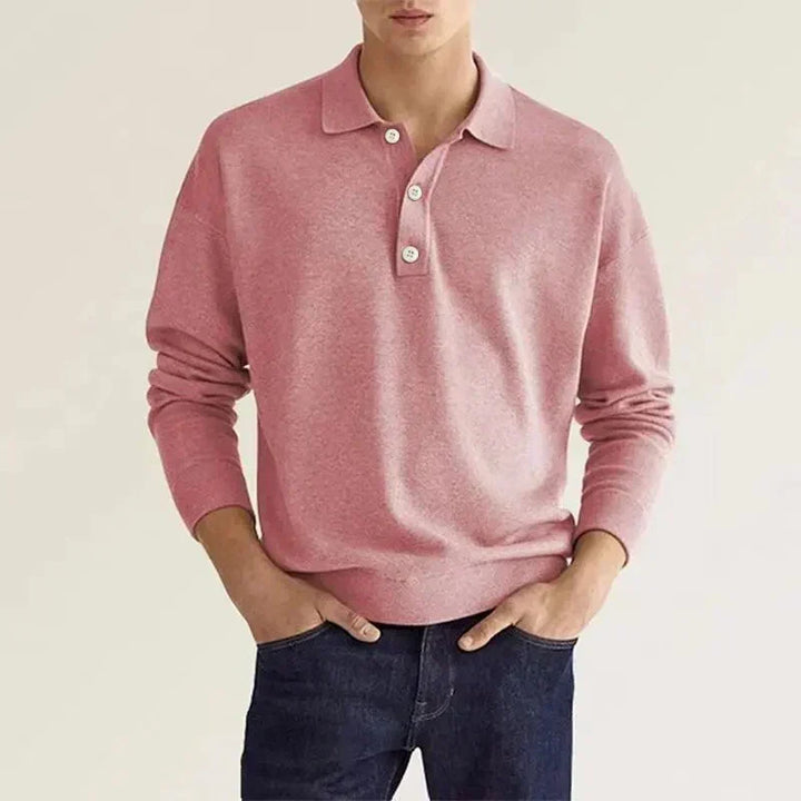 Men's Long Sleeve Casual Polo Shirt