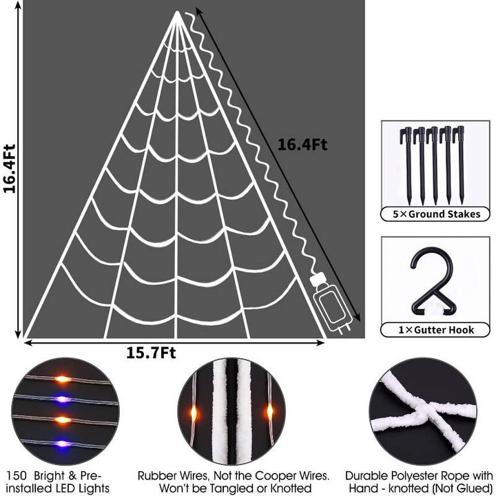 Halloween's 16.4 FT LED Spider Web Lights with Remote & 8 Modes