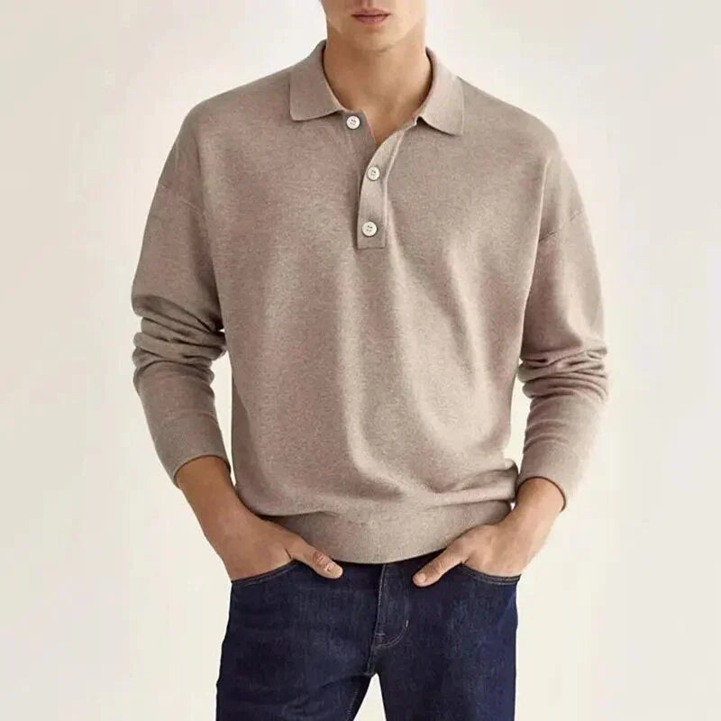 Men's Long Sleeve Casual Polo Shirt