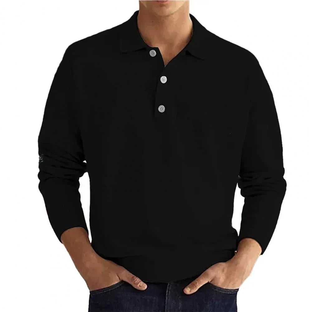Men's Long Sleeve Casual Polo Shirt