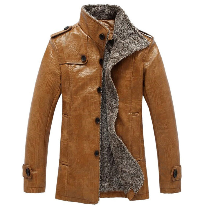 Men's Leather Jacket with Fleece Lining for Comfort and Style