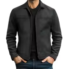Men's Vintage Stand Collar Jacket with Zipper Pockets