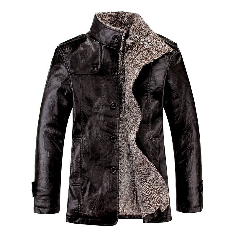 Men's Leather Jacket with Fleece Lining for Comfort and Style