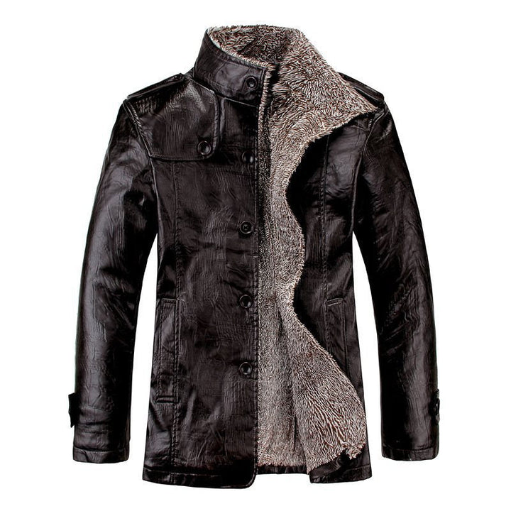 Men's Leather Jacket with Fleece Lining for Comfort and Style