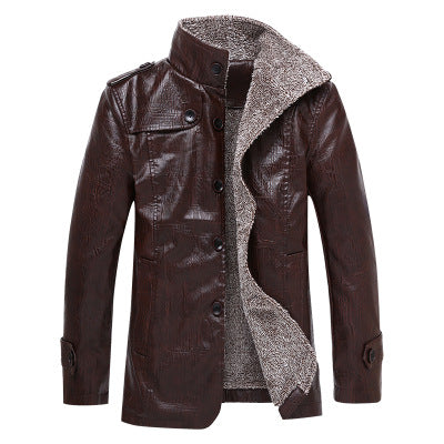 Men's Leather Jacket with Fleece Lining for Comfort and Style