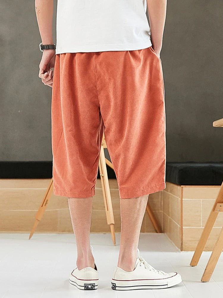 Men's Casual Wide Leg Cord Shorts for Comfortable Summer Wear