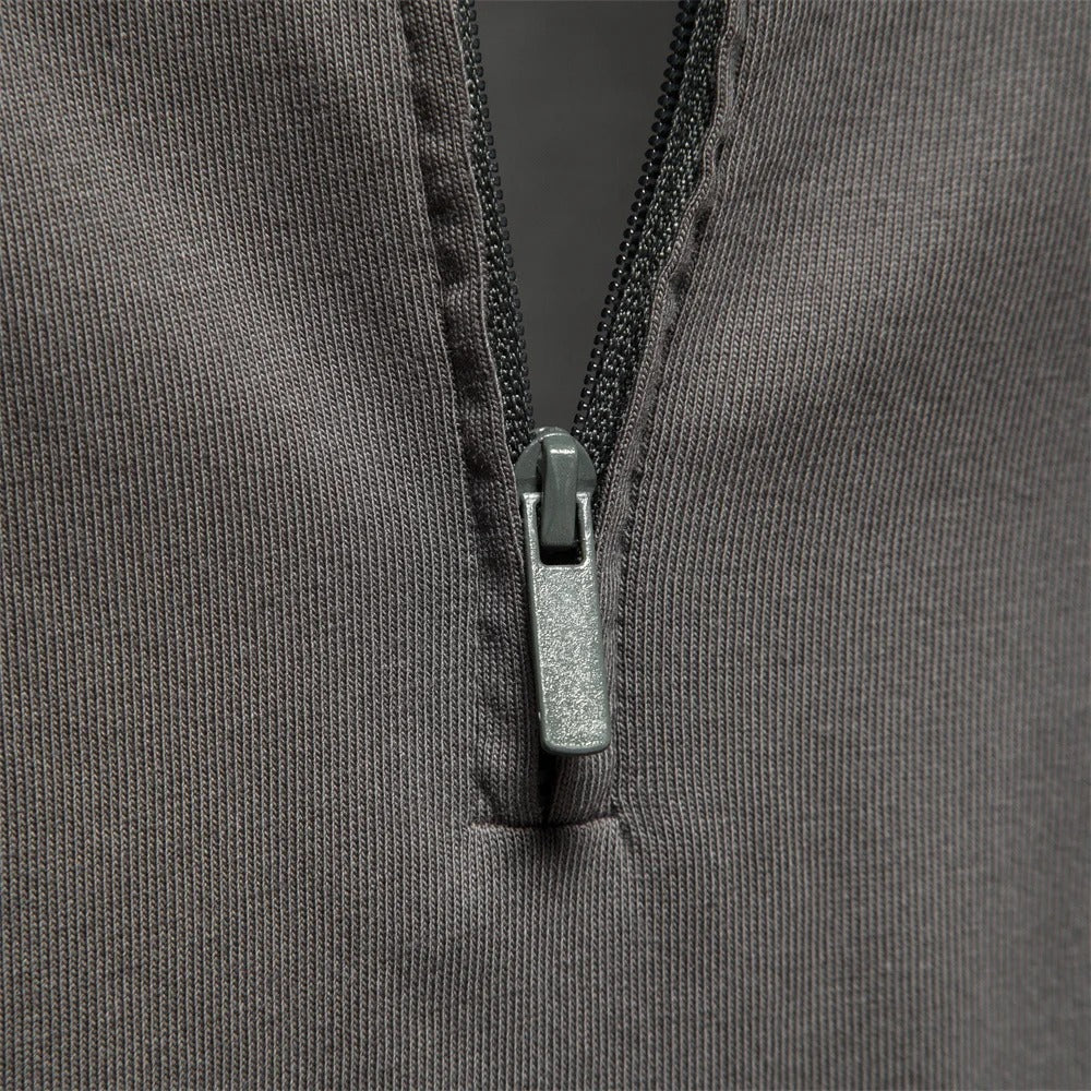 Men's Long-Sleeved Polo Shirt with Zipper for Stylish Comfort