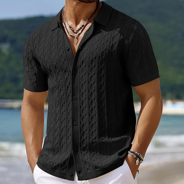 Men's Structured Short Sleeve Knitting Shirt
