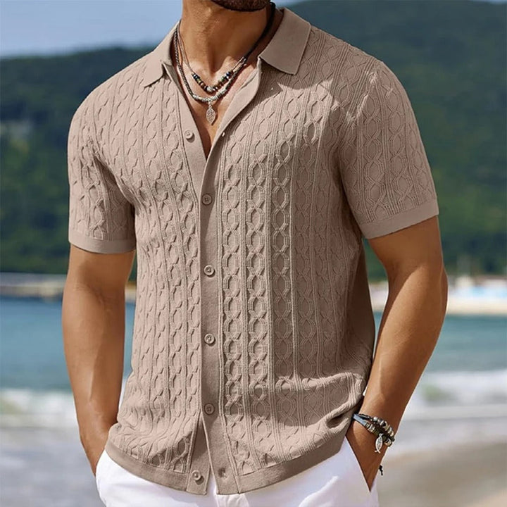 Men's Structured Short Sleeve Knitting Shirt