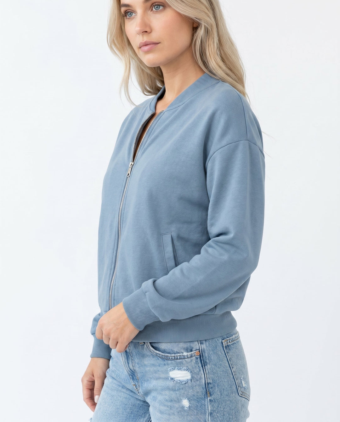Women's Lightweight Bomber Jacket – Zip Closure for Casual Wear