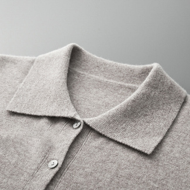 Men's Merino Wool Cardigan with Turn-Down Collar