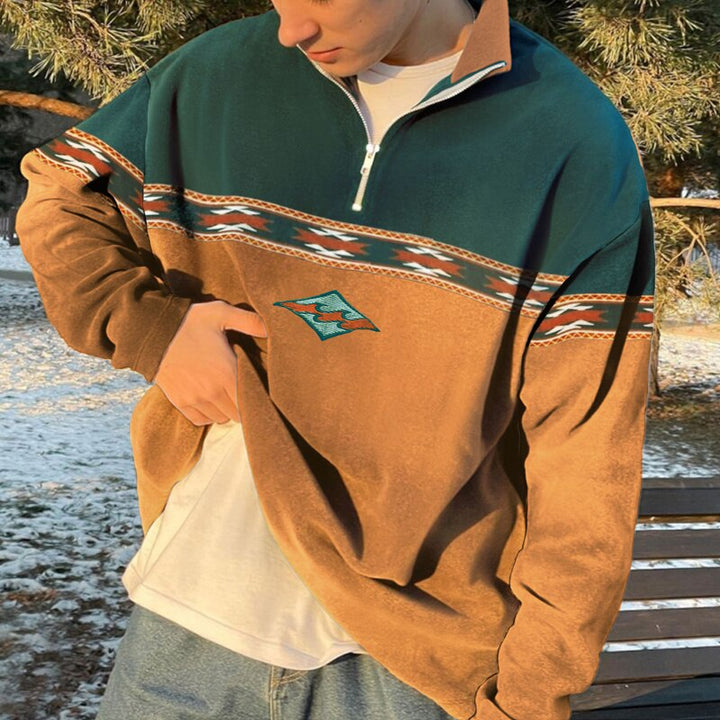 Men's Stylish High Collar Half Zip Pullover