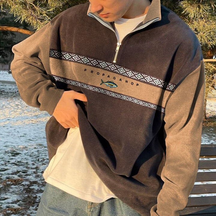 Men's Stylish High Collar Half Zip Pullover