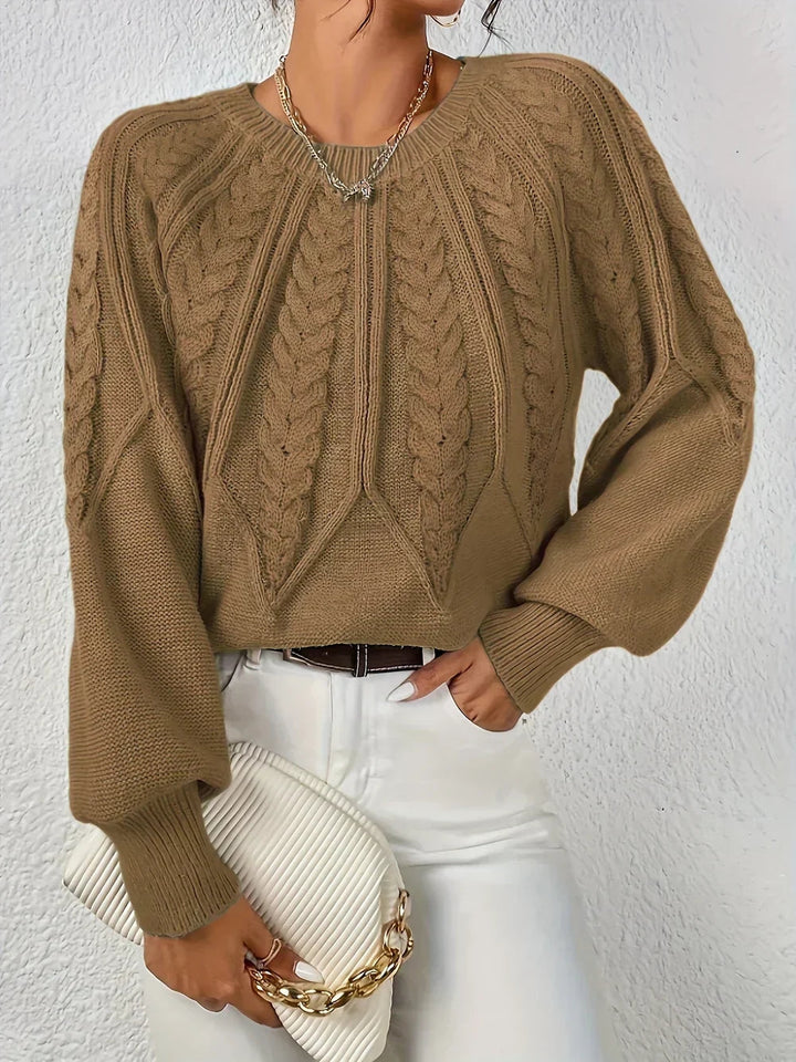 Women's Cable Knit Crew Neck Sweater