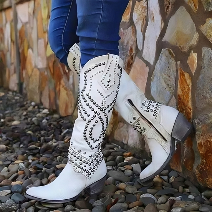 Women's Studded Western Knee-High Fashion Boots