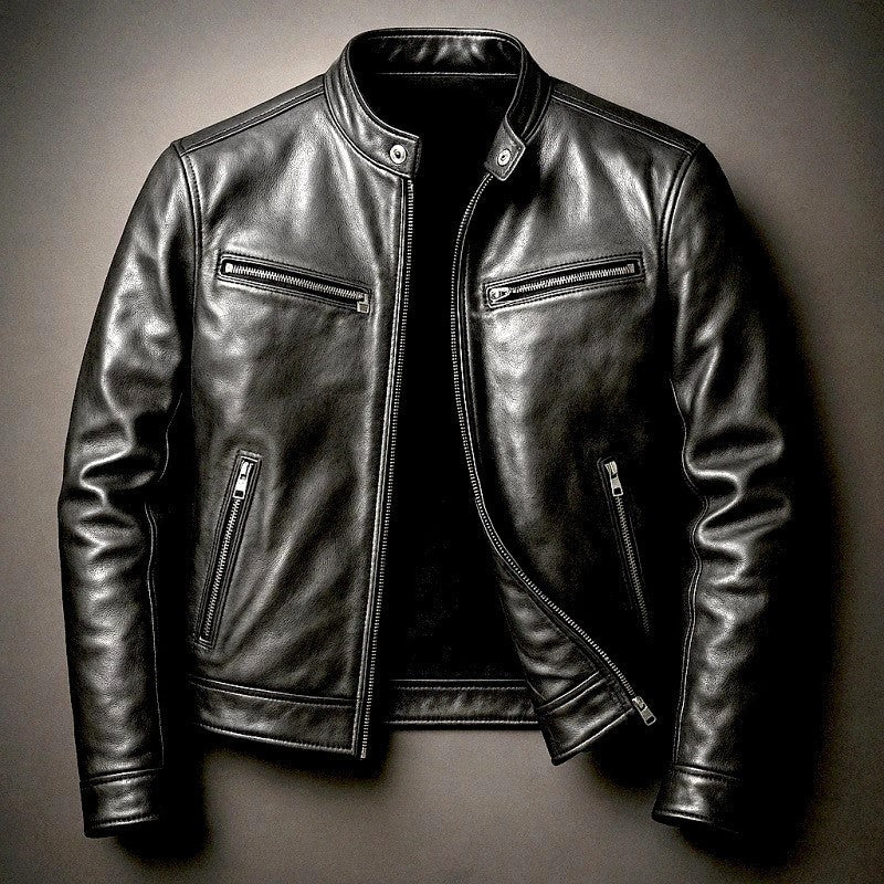 Men's Leather Café Racer Slim Fit Jacket