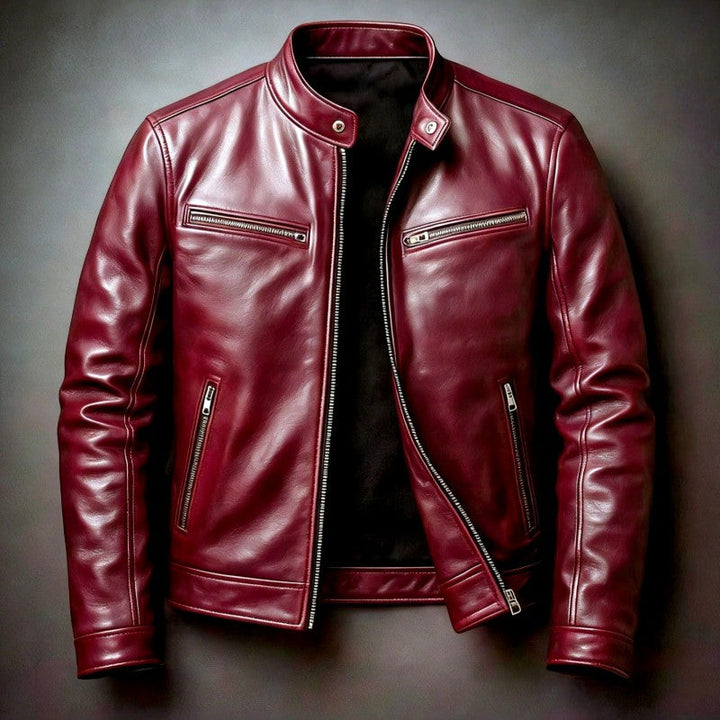 Men's Leather Café Racer Slim Fit Jacket