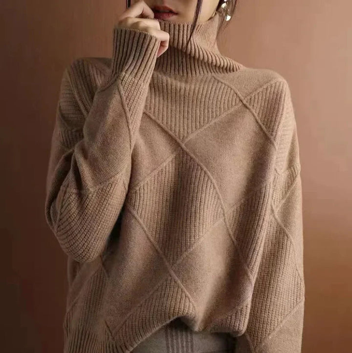 Women's Diamond Cashmere Turtleneck Sweater