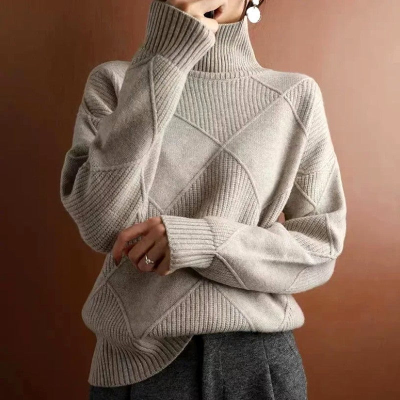 Women's Diamond Cashmere Turtleneck Sweater