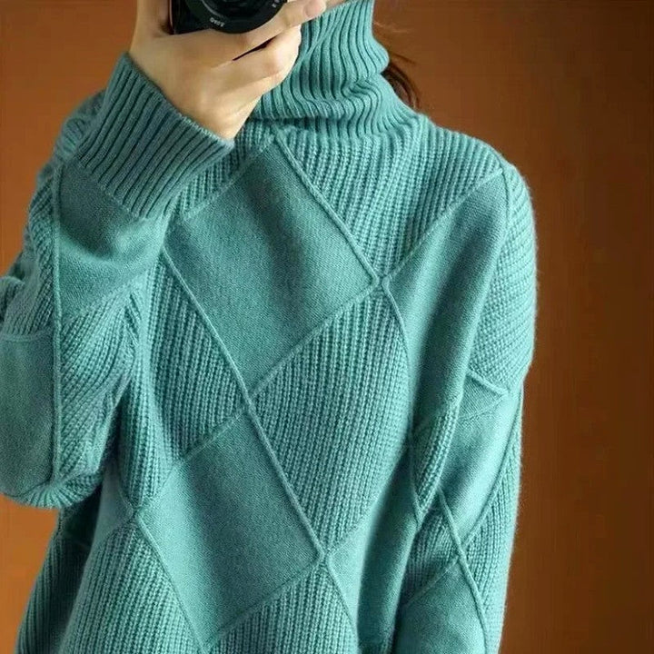 Women's Diamond Cashmere Turtleneck Sweater