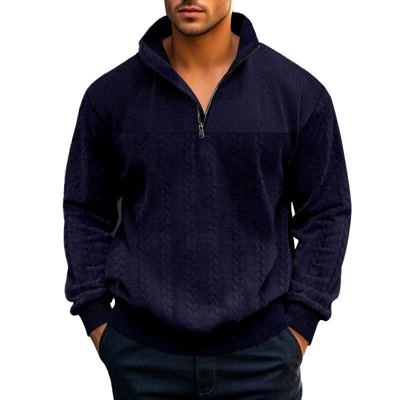 Men's Textured Quarter-Zip Fall Sweatshirt