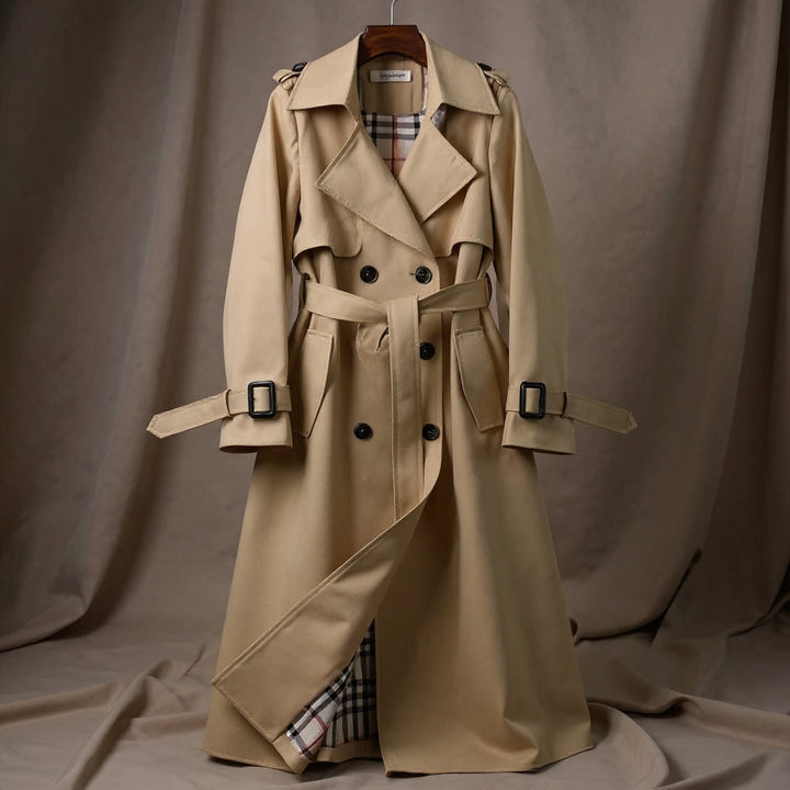 Women's Double-Breasted Longline Trench Coat