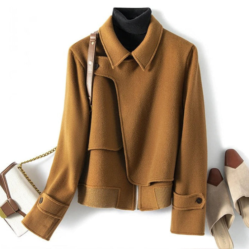 Women's Cropped Wool Jacket with Notch Collar