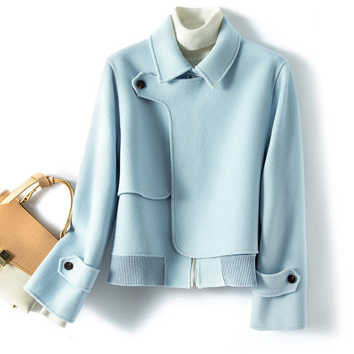 Women's Cropped Wool Jacket with Notch Collar