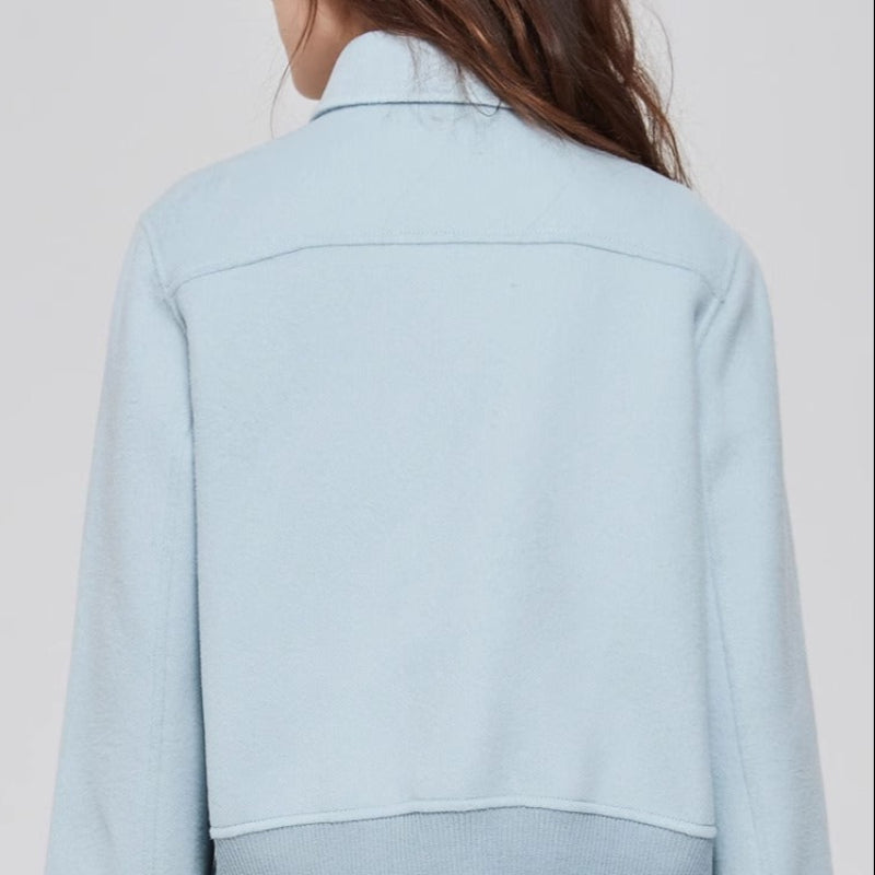 Women's Cropped Wool Jacket with Notch Collar
