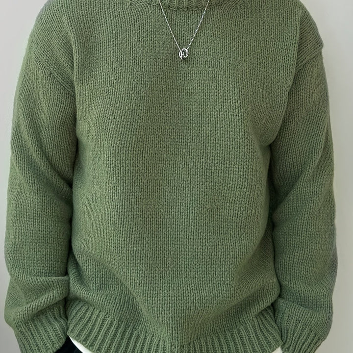 Men's Oversized Solid Color Round Neck Knit Pullover Sweater