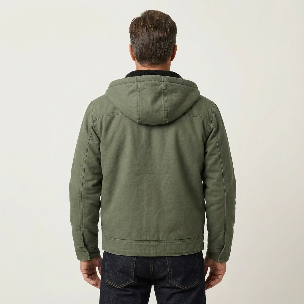Men's Rugged Canvas Sherpa-Lined Outdoor Jacket