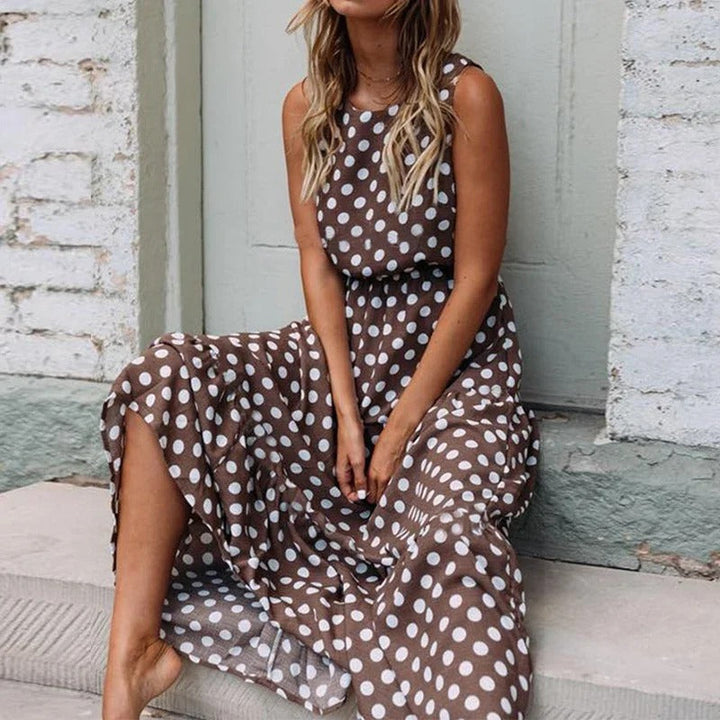 Women's Smart Dot Dress with Waist Detail