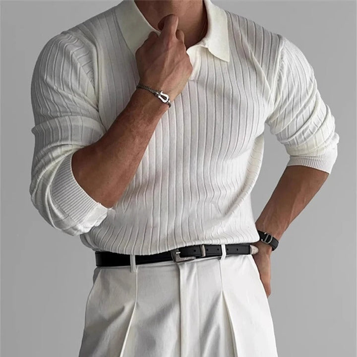 Men's Structured Long Sleeve Polo Shirt