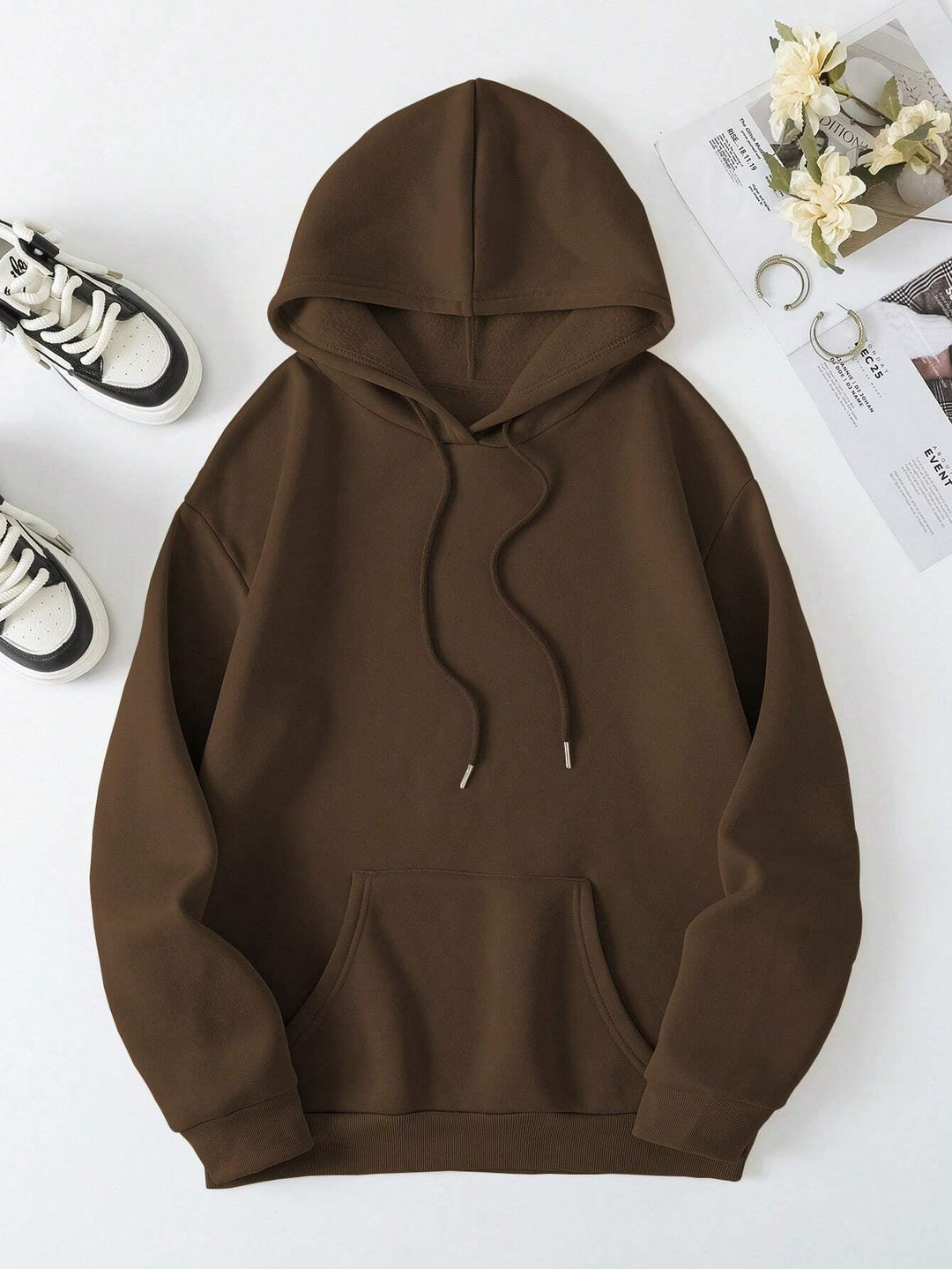Women's Oversized Fleece Hoodie with Graphic Design on Back