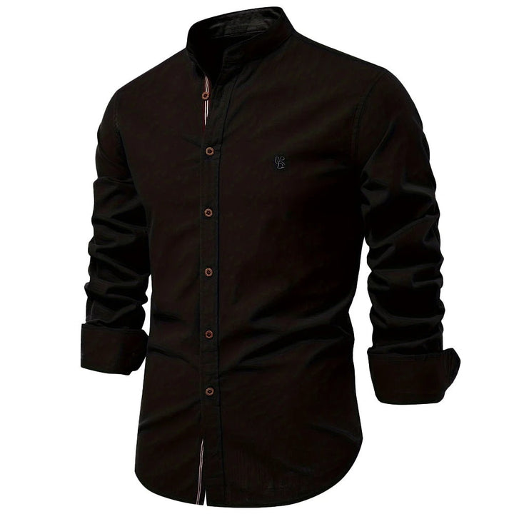 Men's Light Stand-Up Collar Shirt with Button Placket