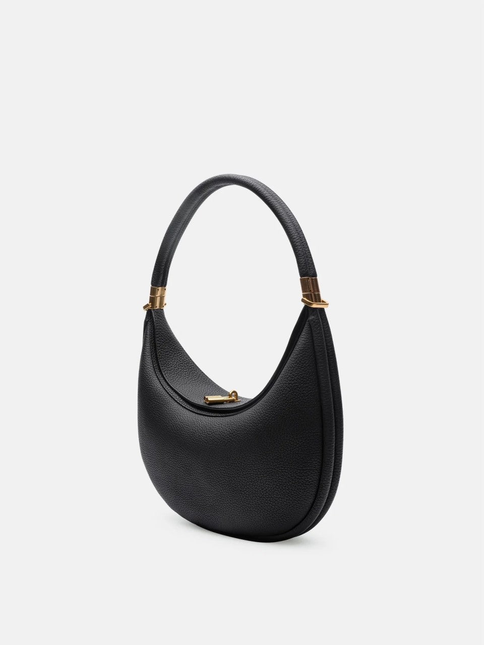 Women's Minimalist Crescent Shoulder Bag with Gold Accents for Day & Night