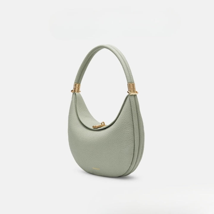 Women's Minimalist Crescent Shoulder Bag with Gold Accents for Day & Night