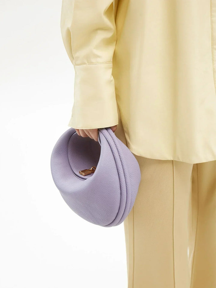 Women's Minimalist Crescent Shoulder Bag with Gold Accents for Day & Night