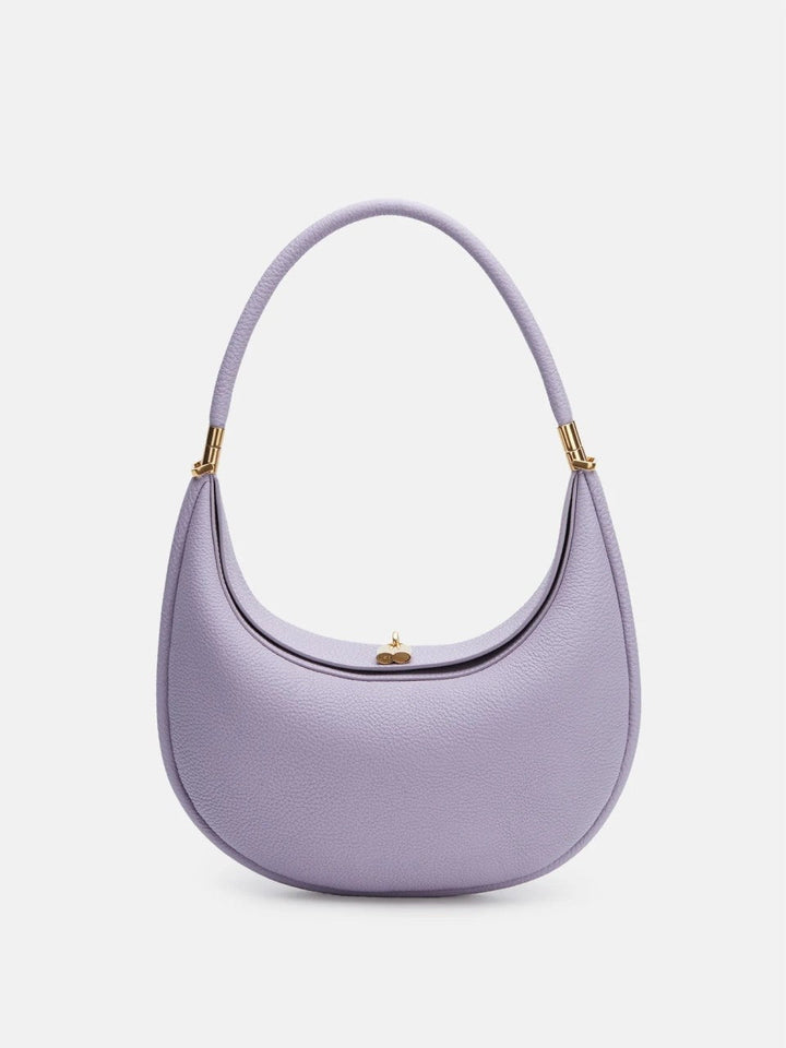 Women's Minimalist Crescent Shoulder Bag with Gold Accents for Day & Night