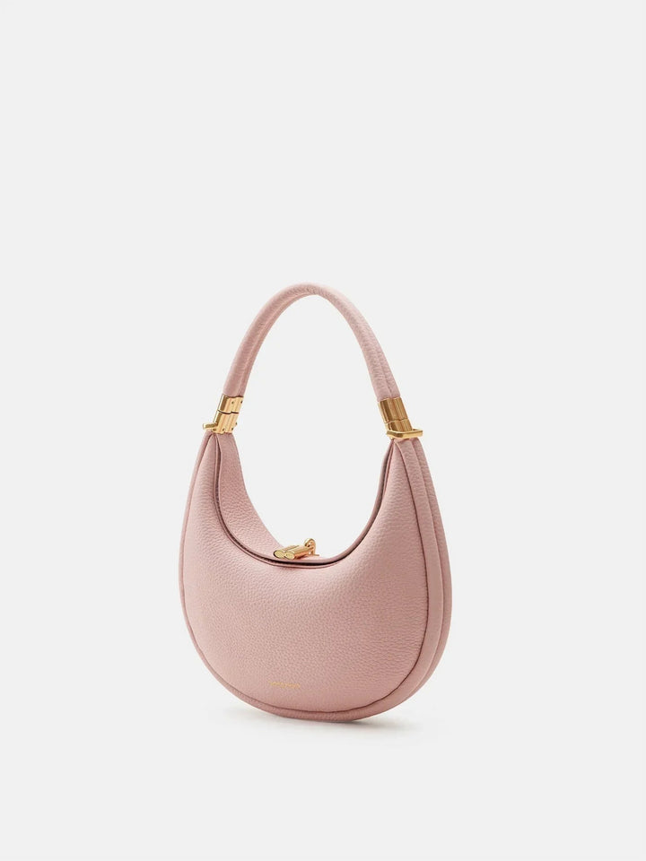 Women's Minimalist Crescent Shoulder Bag with Gold Accents for Day & Night