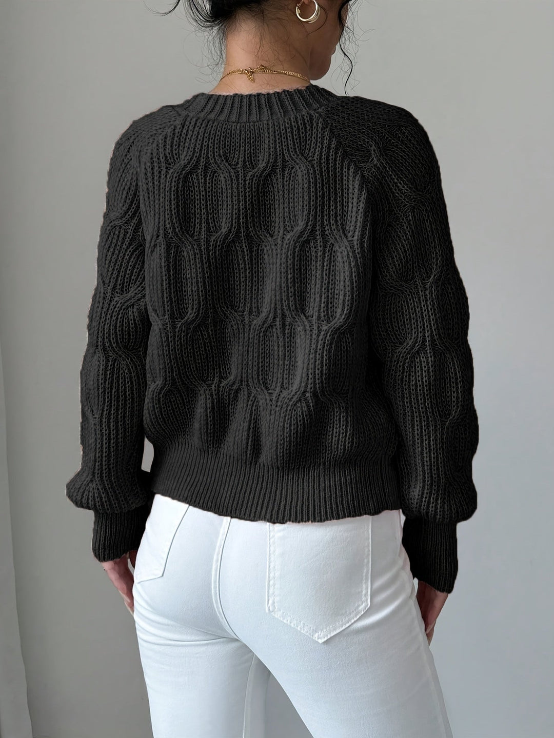 Women's Bow-Detail V-Neck Cardigan with Button Front