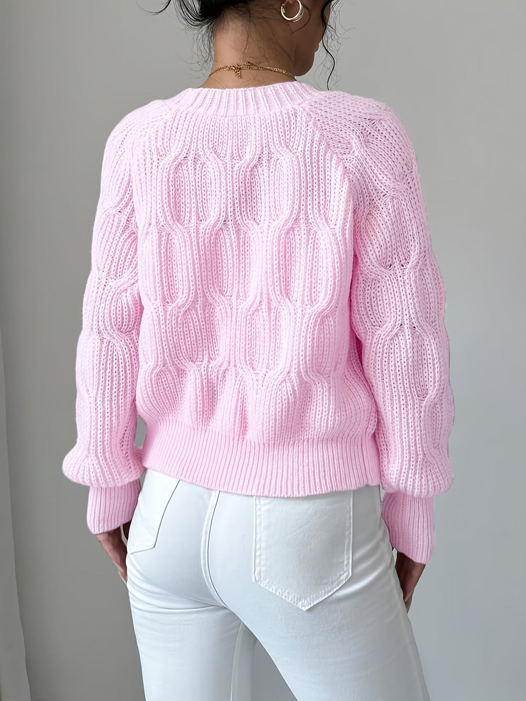 Women's Bow-Detail V-Neck Cardigan with Button Front