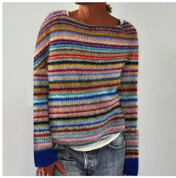 Women's Colorful Pattern Nordic Knit Pullover Sweater