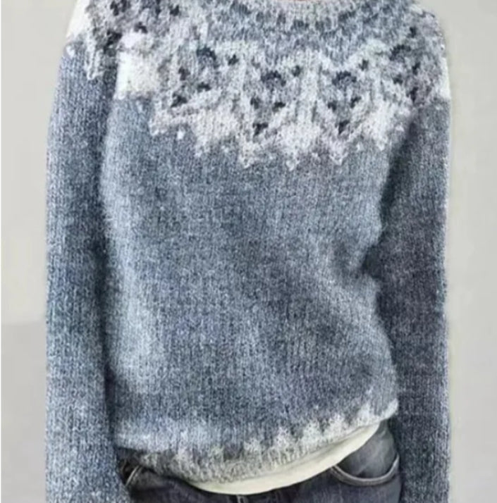 Women's Colorful Pattern Nordic Knit Pullover Sweater